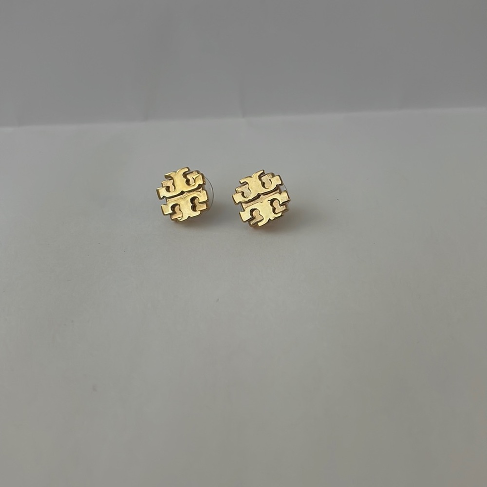 Tory Burch Miller Logo T Goldtone Earring Studs